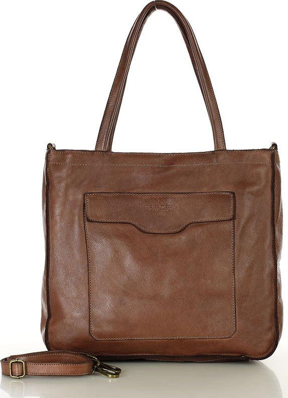MARCO MAZZINI Čokoládově hnědá dámská kožená shopper kabelka s kapsami (v252c) Veľkosť: ONE SIZE