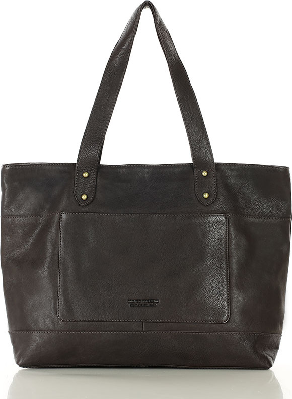 MARCO MAZZINI Čokoládově hnědá dámská kožená shopper kabelka s přihrádkami (vs122c) Veľkosť: ONE SIZE