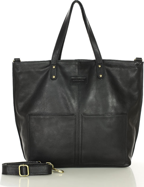 MARCO MAZZINI Černá dámská shopper kabelka z velbloudí kůže (vs123a) Veľkosť: ONE SIZE