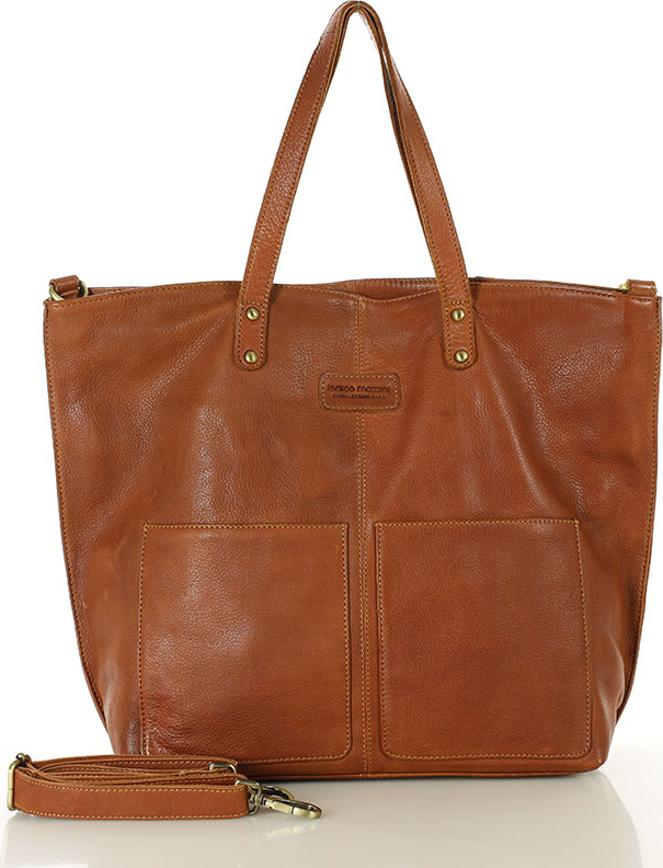 MARCO MAZZINI Tmavě hnědá dámská shopper kabelka z velbloudí kůže (vs123c) Veľkosť: ONE SIZE
