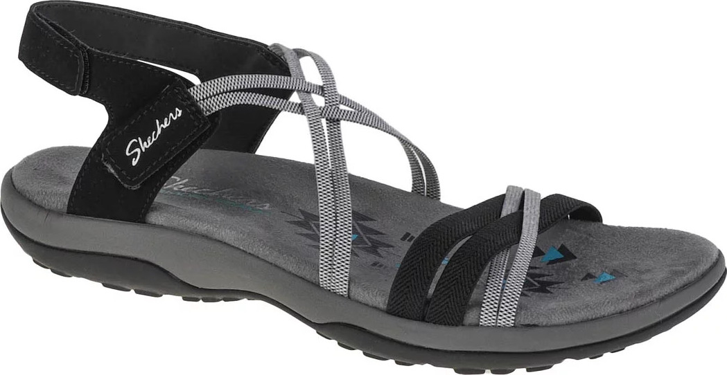 Sivo-čierne sandále Skechers Reggae Slim-Takes Two 163112-BKCC Veľkosť: 36