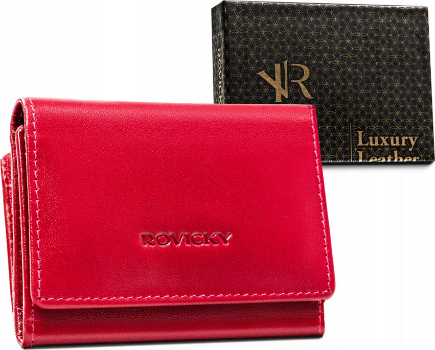 Rovicky Tmavoružová hladká malá peňaženka V215 [DH] R-RD-33-GCL Veľkosť: ONE SIZE