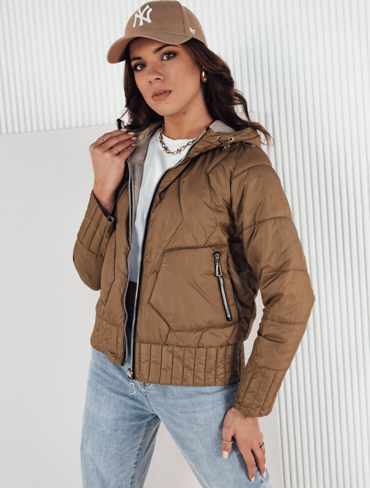 Hnedo-béžová obojstranná prešívaná bunda FALES TY4206 Veľkosť: S