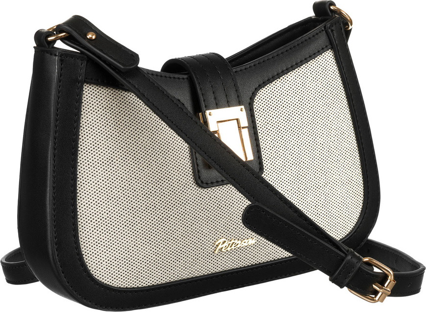 Peterson Béžovo-černá dámská crossbody kabelka z kůže a plátna PTN CAN-02 Veľkosť: ONE SIZE