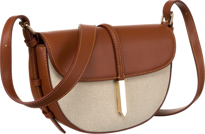 Peterson Béžovo-hnědá dámská kabelka z kůže a plátna PTN CAN-03 Veľkosť: ONE SIZE