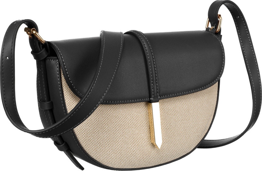 Peterson Béžovo-černá dámská kabelka z kůže a plátna PTN CAN-03 Veľkosť: ONE SIZE