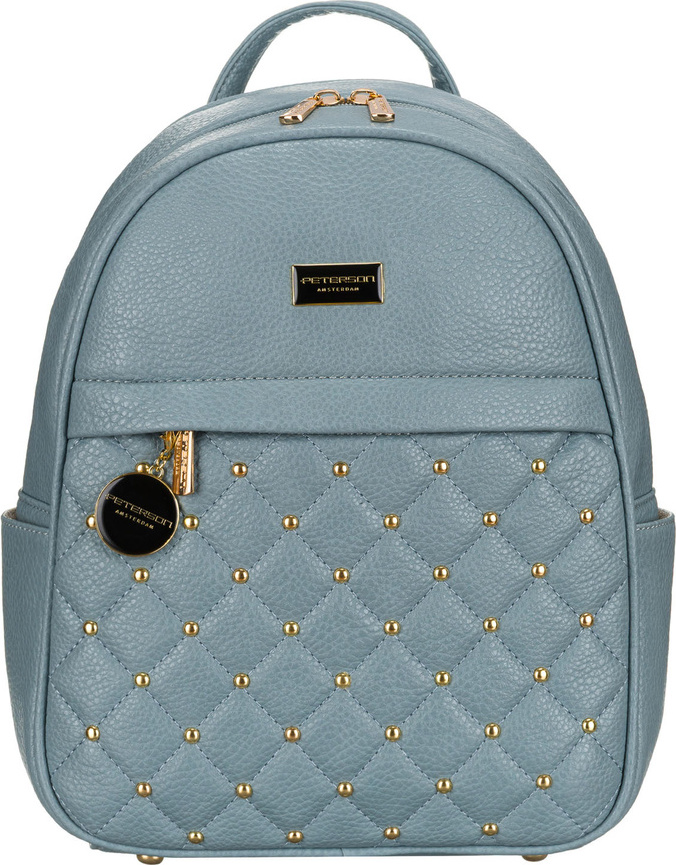 Peterson Módní modrý prošívaný dámský batoh se zlatým kováním PTN SPY-1-F19 Veľkosť: ONE SIZE