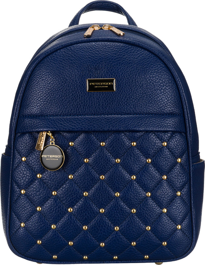 Peterson Módní tmavě modrý prošívaný dámský batoh se zlatým kováním PTN SPY-1-F19 Veľkosť: ONE SIZE