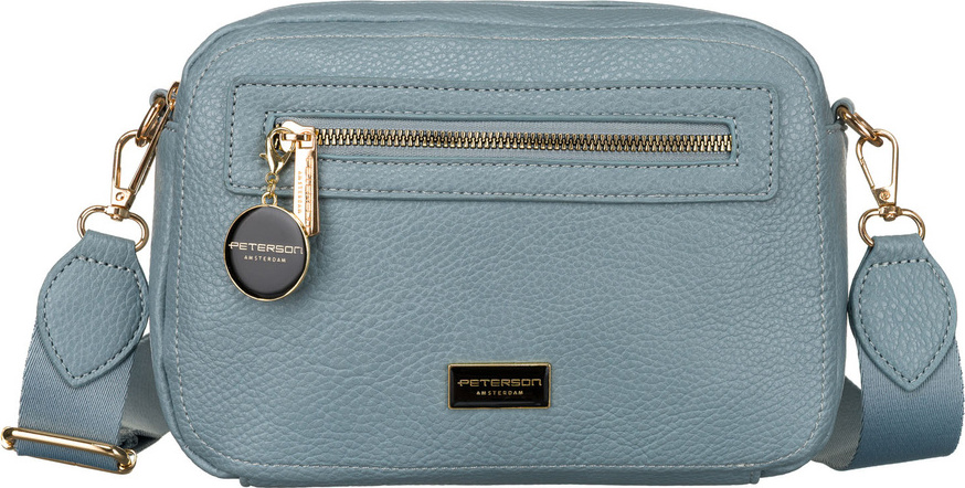 PETERSON Modrá dámská crossbody kabelka se zlatým kováním a klíčenkou PTN STY-1-F19 Veľkosť: ONE SIZE