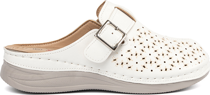 Bílé dámské nazouváky s plnou špičkou a přezkou HU515P-W Veľkosť: 38