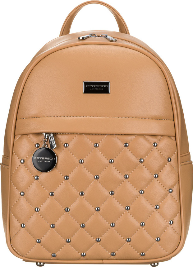 Peterson Módní béžový prošívaný dámský batoh se stříbrným kováním PTN SPY-1-PIL Veľkosť: ONE SIZE