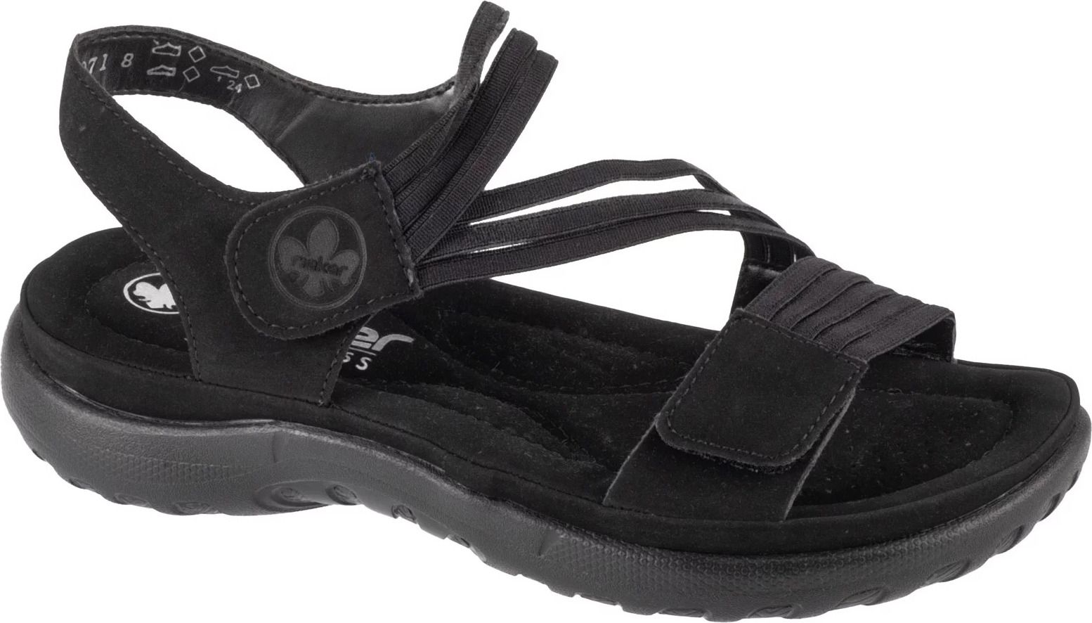 Čierne dámske sandále s pásikmi Rieker Sandals 64870-02 Veľkosť: 40