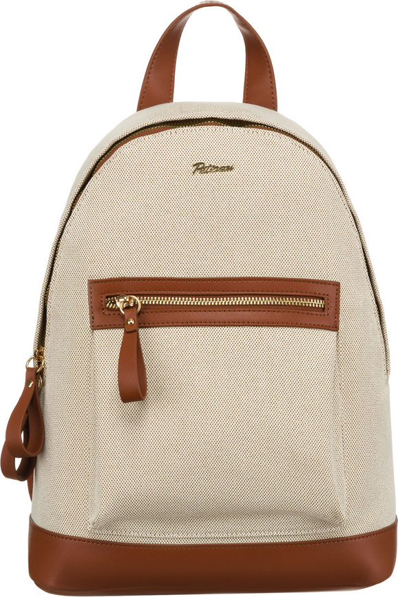 Peterson Béžovo-hnědý dámský batoh z kůže a plátna PTN CAN-05 Veľkosť: ONE SIZE