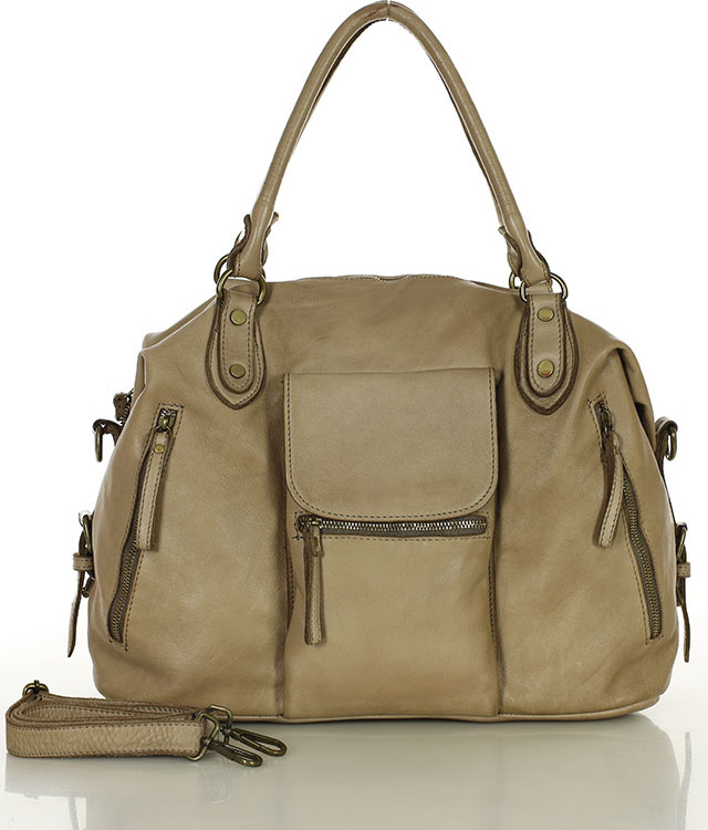 MARCO MAZZINI Béžovo-sivá"bowling" kabelka (V189d) Veľkosť: ONE SIZE