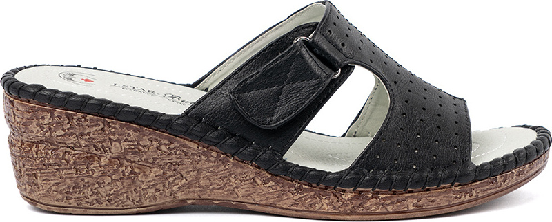 Černé dámské nazouváky na klínku s výřezy SL0129-1B Veľkosť: 41