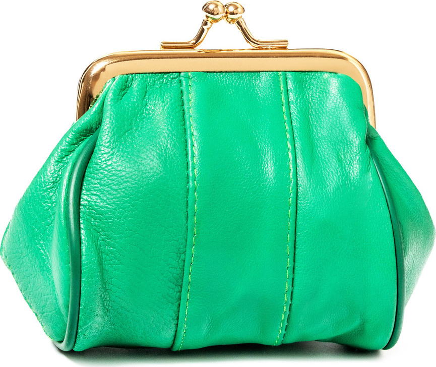 Štýlová malá zelená kožená peňaženka s retro sponou N084 662 Veľkosť: ONE SIZE