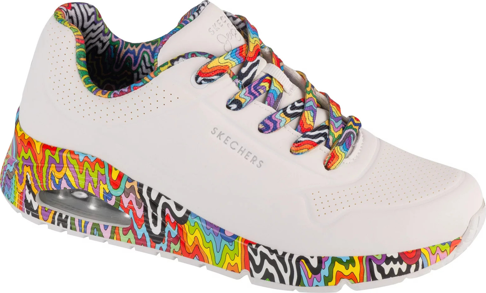 Biele dámske tenisky so vzormi Skechers Len Stark: Uno - Mini Drip 177959-WMLT Veľkosť: 36