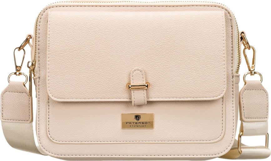 Peterson Béžová dámská crossbody kabelka se dvěma popruhy PTN TOR-ALE-21 Veľkosť: ONE SIZE