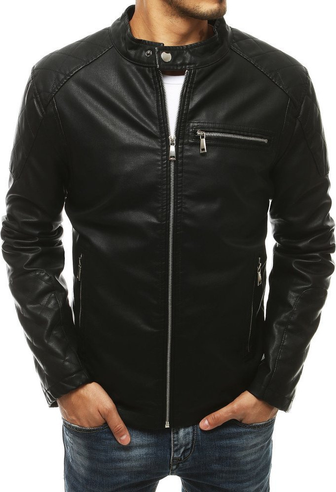 Černá pánská koženková bunda TX3463 Veľkosť: M
