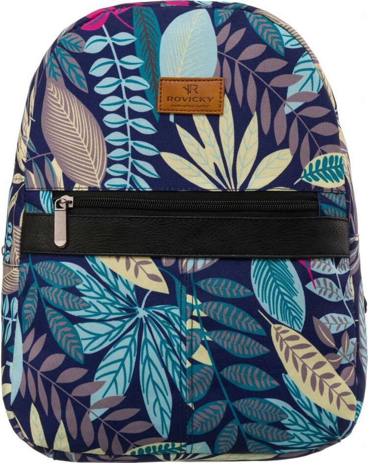 Rovicky Modrý dámsky mestský batoh s listami R-PL15601 Veľkosť: ONE SIZE