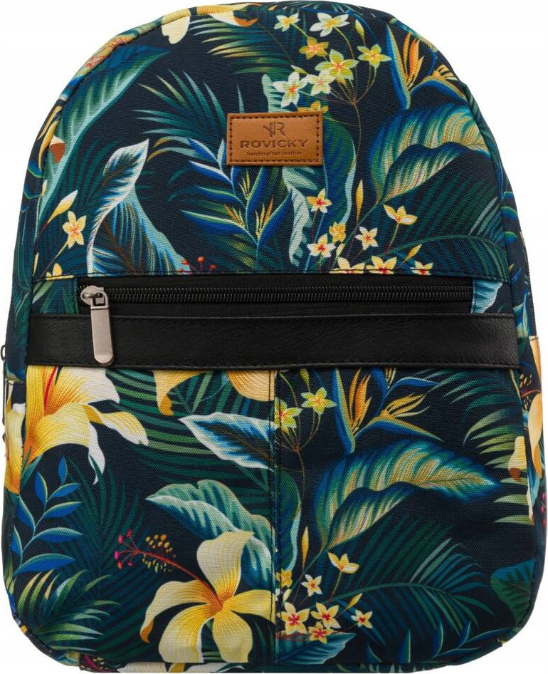 Tmavomodrý mestský batoh so vzorom listov a kvetov Rovicky R-PL15601 Veľkosť: ONE SIZE