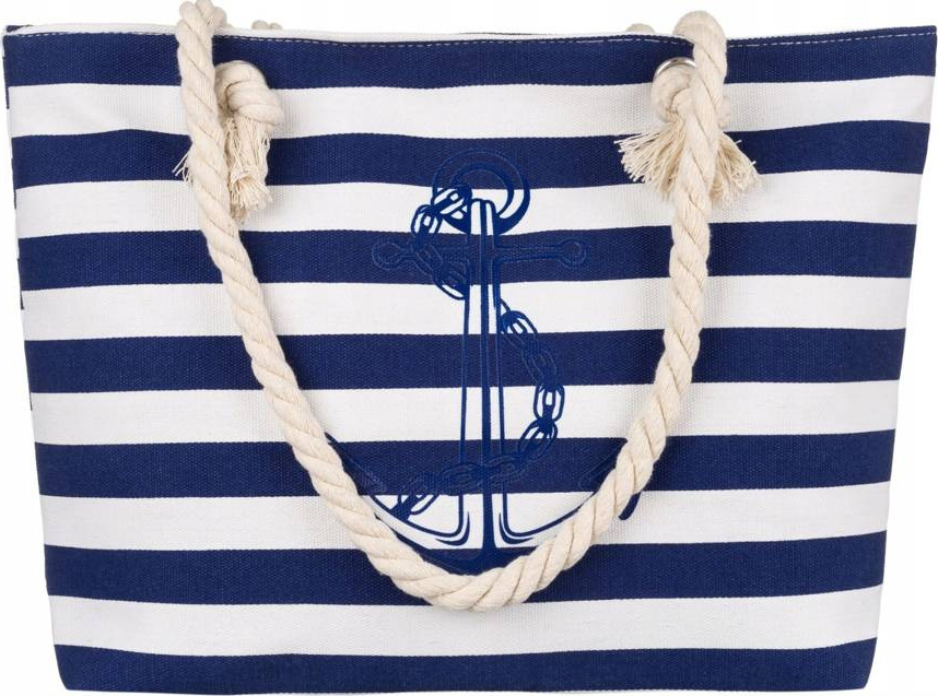 Modro-biela dámska pruhovaná plážová taška [DH] 304 Veľkosť: ONE SIZE