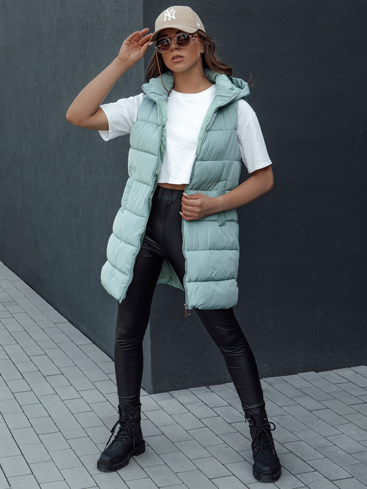 Mintová dámska páperová prešívaná vesta BRITA TY4511 Veľkosť: 2XL