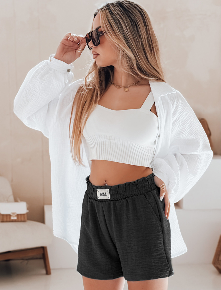 Čierne dámske šortky s nášivkou v páse OWN STYLE SY0451 Veľkosť: 2XL