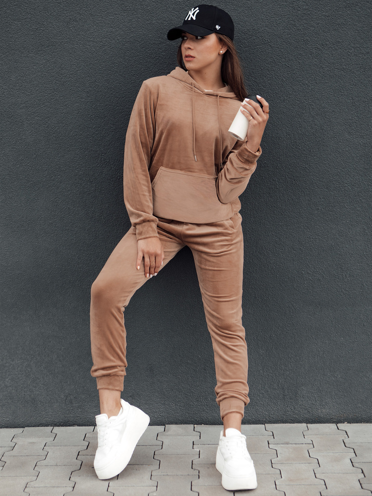 Hnedá velúrová tepláková súprava RELAX FIT AY1070 Veľkosť: XL