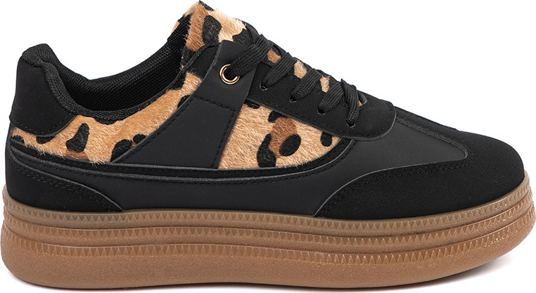 Čierne dámske sneakersy s leopardími vsadkami PC2817B Veľkosť: 37