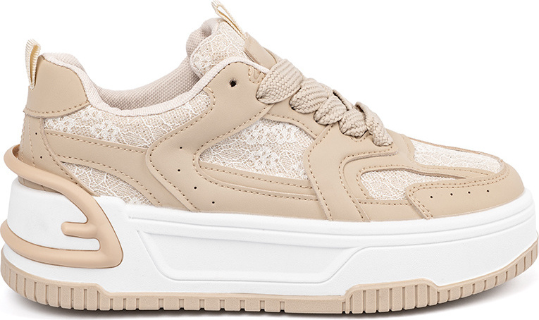 Béžové dámske sneakersy s čipkou A-115APR Veľkosť: 36