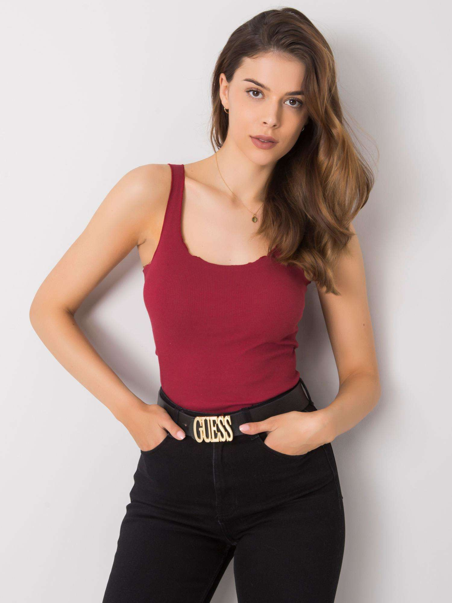 Bordó dámsky top RV-TP-6627.00X-bordo Veľkosť: S