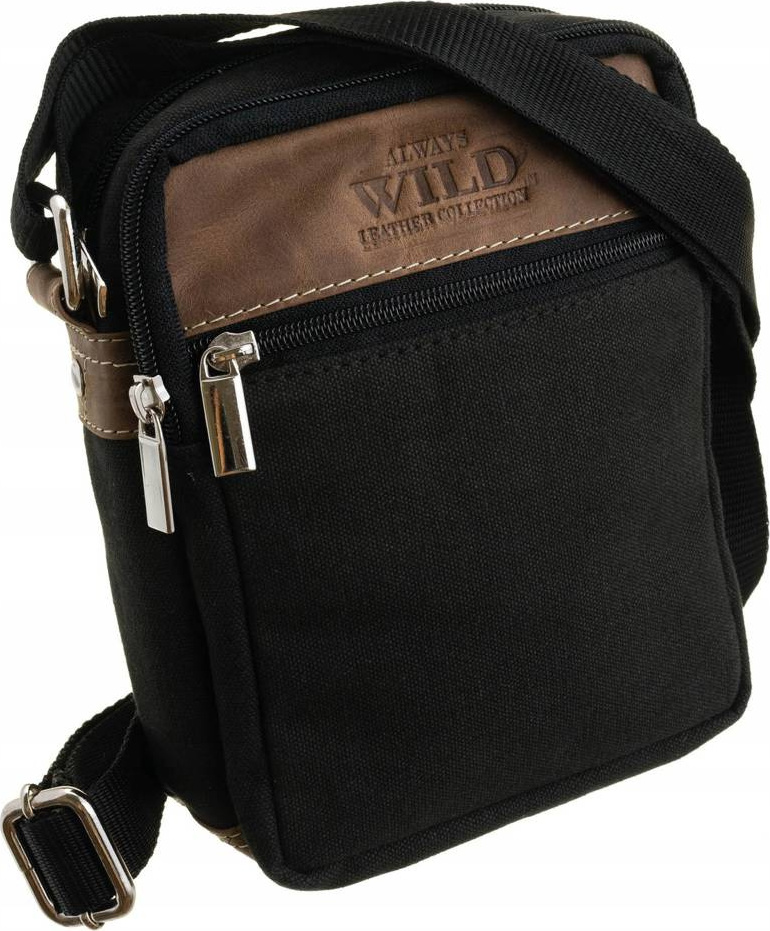 Always Wild Čierna pánska kožená taška cez rameno [DH] 588-MHC Veľkosť: ONE SIZE