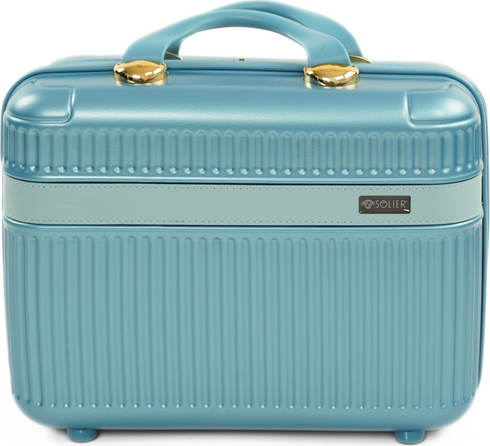 Modrý malý cestovný kufrík Solier Nokiro NOKIRO STL976 PINK BLUE 14' Veľkosť: Kosmetický kufor