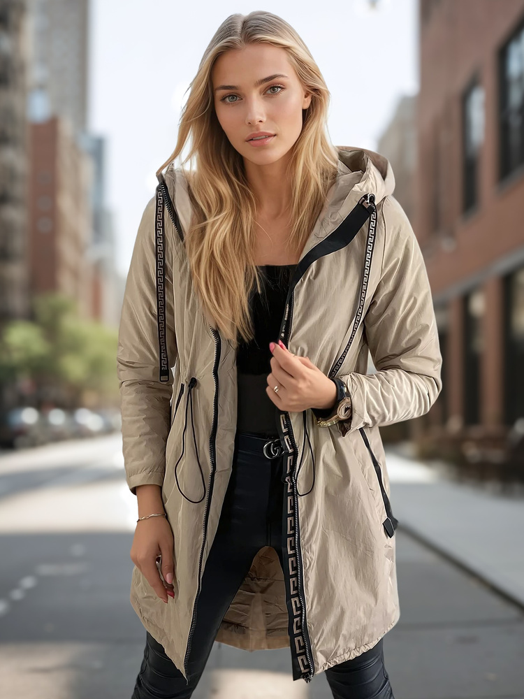 Béžová prechná parka VERONI TY3213 Veľkosť: XL
