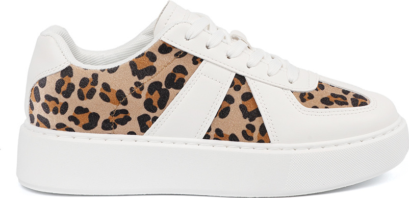 Biele dámske sneakersy s leopardými vsadkami NN622W Veľkosť: 36