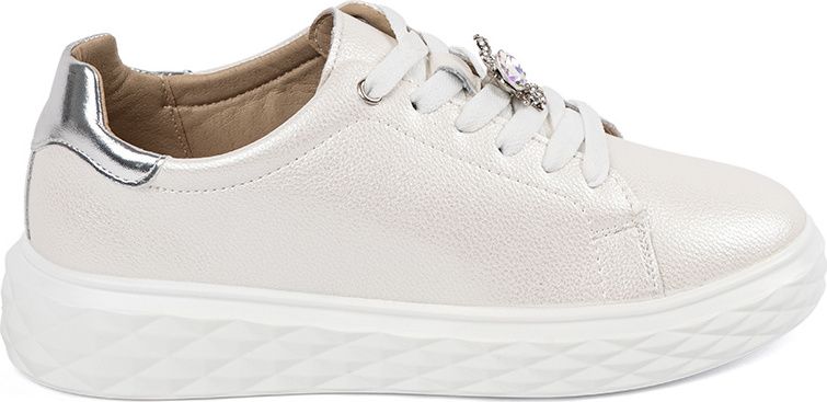 Bielo-strieborné dámske kožené sneakersy Sergio Leone so sponou SP-110PEA Veľkosť: 40