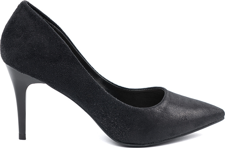 Čierne dámske semišové lodičky na tenkom podpätku, podpätok 8 cm LEI-135-B Veľkosť: 36