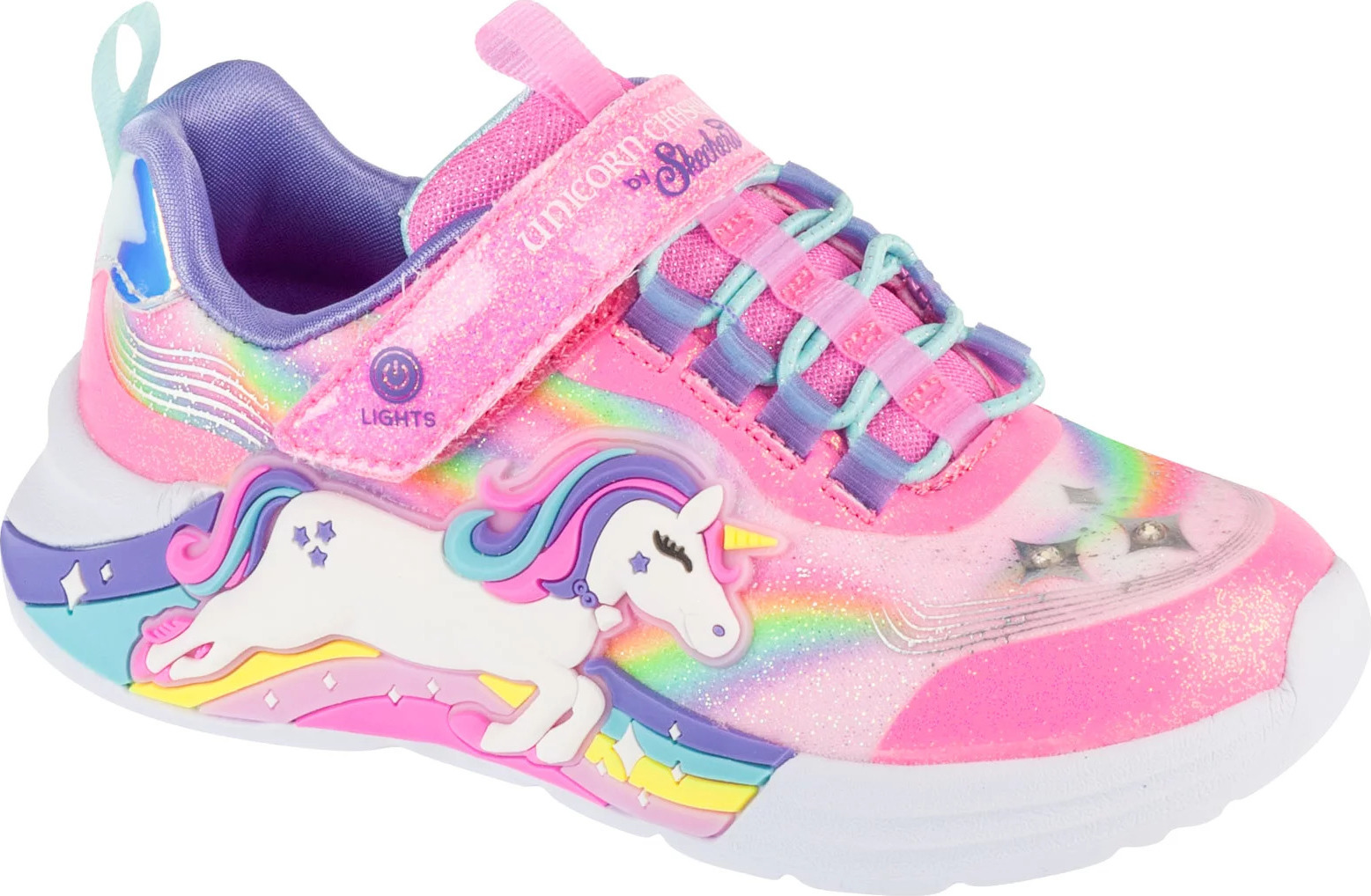 Ružové dievčenské svietiace tenisky Skechers Unicorn Chaser 302298L-PKMT Veľkosť: 31