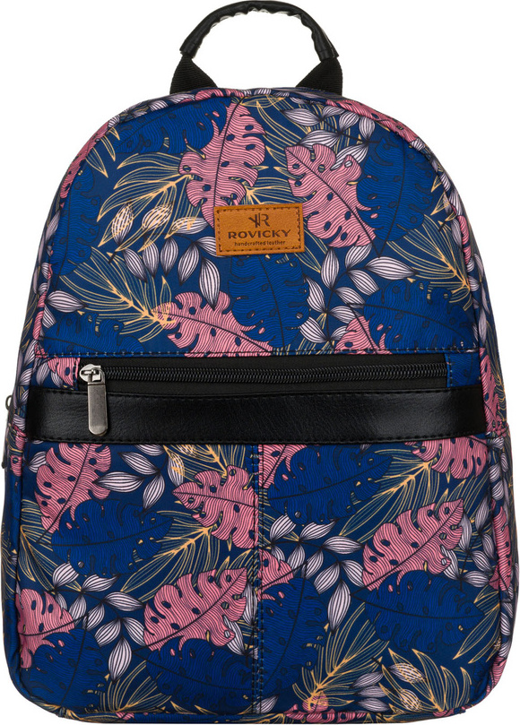 Rovicky Tmavomodrý dámsky štýlový batoh s rastlinným vzorom R-PL15601 Veľkosť: ONE SIZE