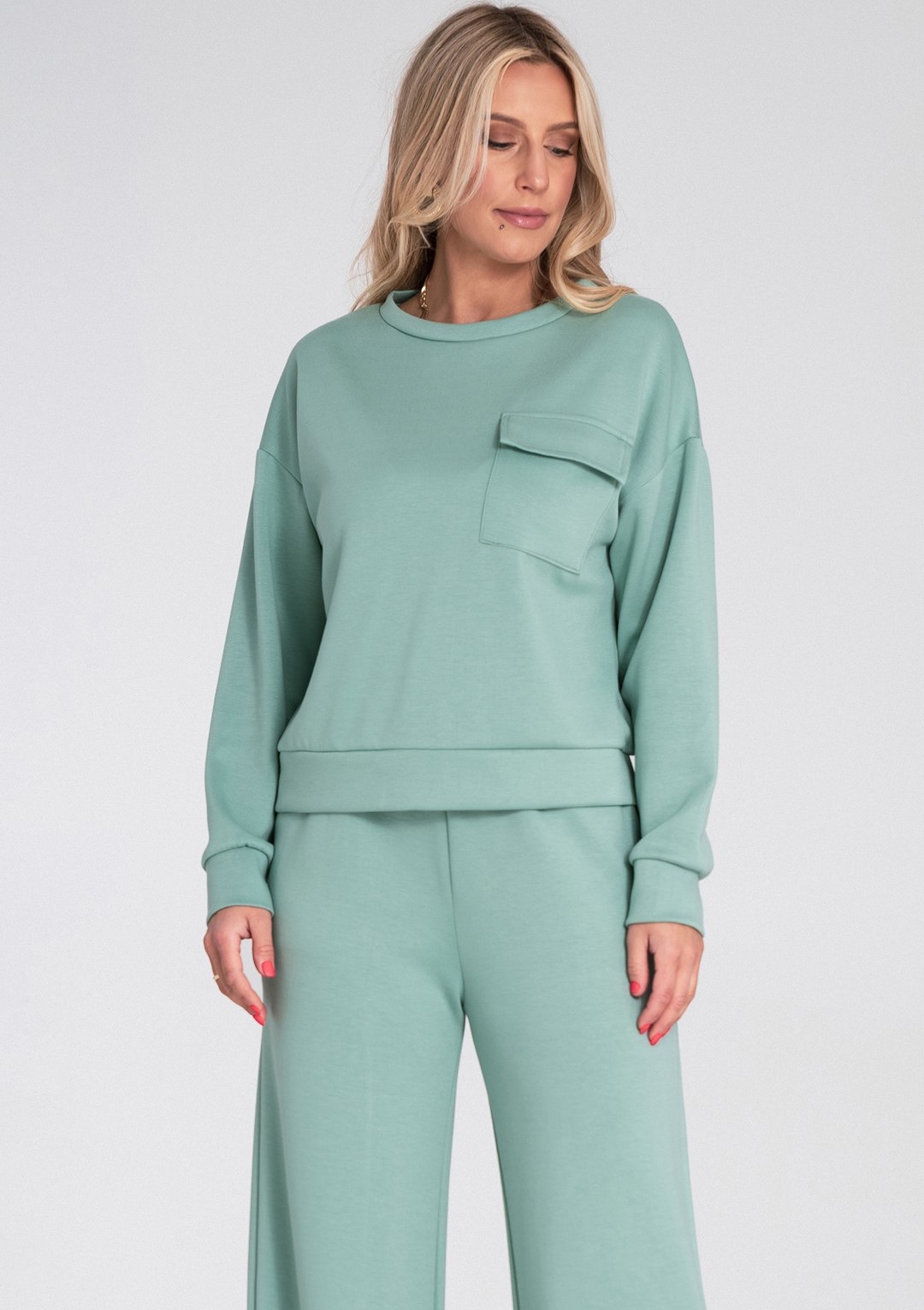 Mint dámska viskózová mikina s vreckom na hrudi M1202 Mint Veľkosť: S/M