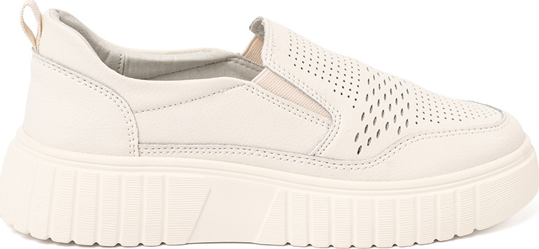 Béžové dámske kožené slip-on topánky na platforme SP-126BE Veľkosť: 36