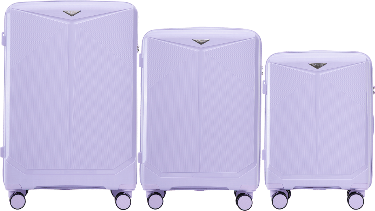 Svetlofialová sada 3 cestovných kufrov WINGS COCKATIEL CKT02 COCKATIEL, Komplet 3 waliziek POLIPROPYLEN (L,M,S) Wings, WHITE PURPLE Veľkosť: Sada kufrov