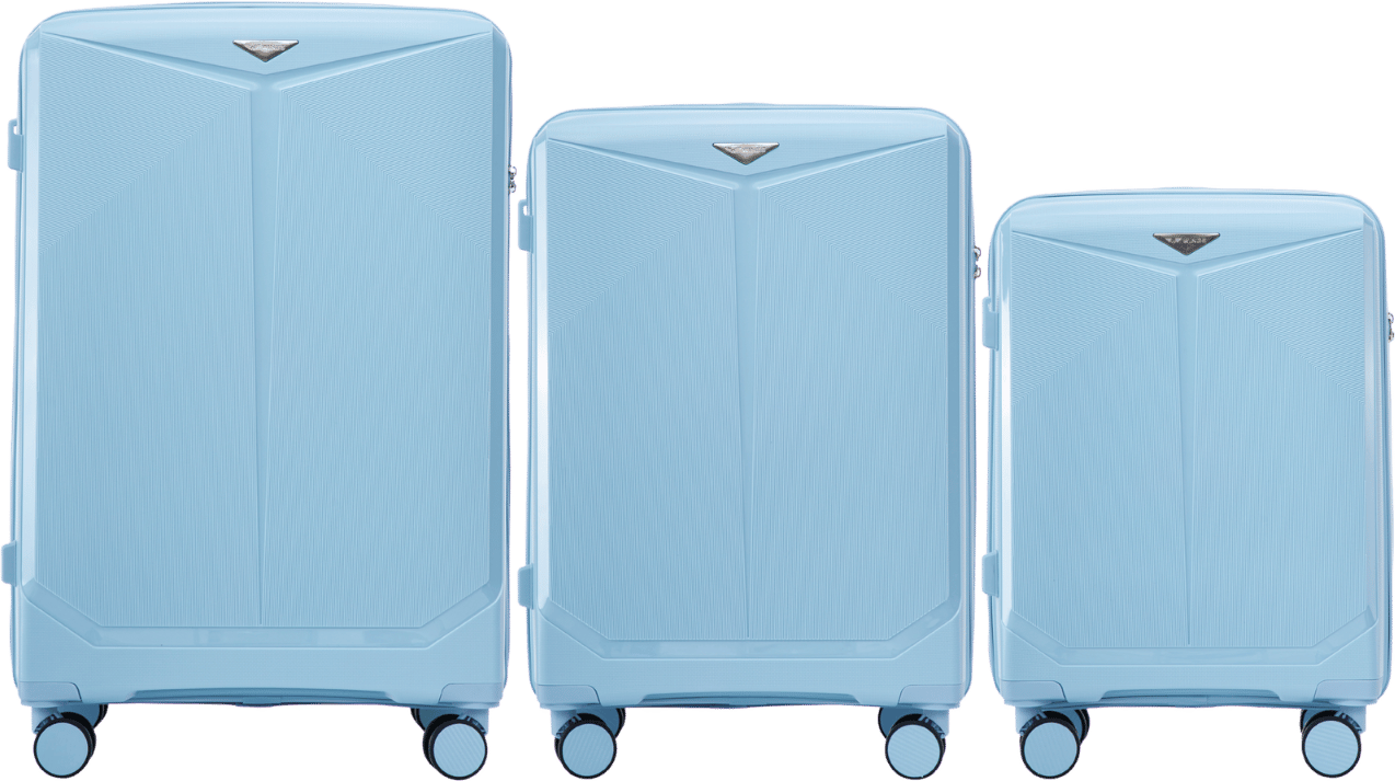 Svetlomodrá sada 3 cestovných kufrov WINGS COCKATIEL CKT02 COCKATIEL, Komplet 3 waliziek POLIPROPYLEN (L,M,S) Wings, LIGHT BLUE Veľkosť: Sada kufrov