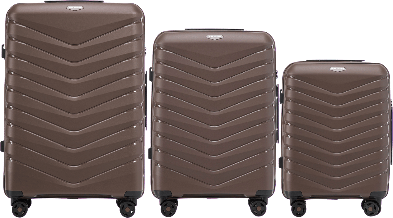 Hnedá sada 3 cestovných kufrov Wings PHOENIX PHX01 PHOENIX, Zestaw 3 waliziek POLIPROPYLEN (L,M,S) Wings, BROWN Veľkosť: Sada kufrov