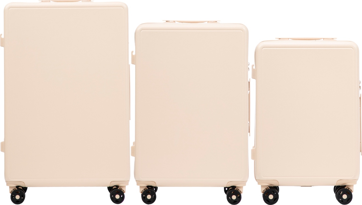 Béžová sada 3 cestovných kufrov Wings BUNTING WINGS Komplet 3 WALIZIEK kółka PODRÓŻNA KABINOWA ŚREDNIA DUŻA ABS XL XXL Veľkosť: Sada kufrov