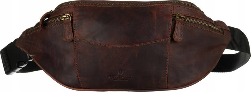 Peterson Tmavohnedá kožená ľadvinka so zipsami [DH] PTN 2507-OLH Veľkosť: ONE SIZE