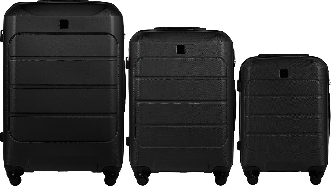 Čierna sada 3 cestovných kufrov WINGS GANNET GAN01 GANNET, Zestaw 3 waliziek ABS+ (L,M,S) Wings, BLACK Veľkosť: Sada kufrov