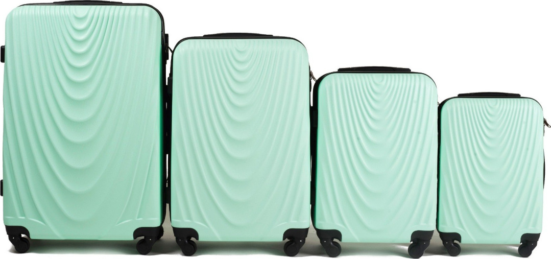 Mintová sada škrupinových kufrov FALCON 304, Luggage 4 sets (L,M,S,XS) Wings, Light green Veľkosť: Sada kufrov