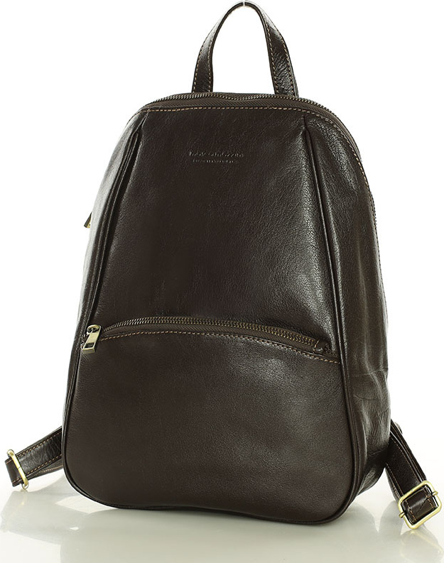 MARCO MAZZINI Tmavohnedý elegantný dámsky kožený batoh (vs78c) Veľkosť: ONE SIZE